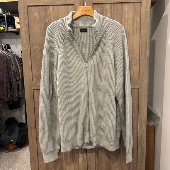 J. Crew Other - J Crew Men’s XL Cardigan Gray Full Zip Sweater Pockets Mock Neck Cotton